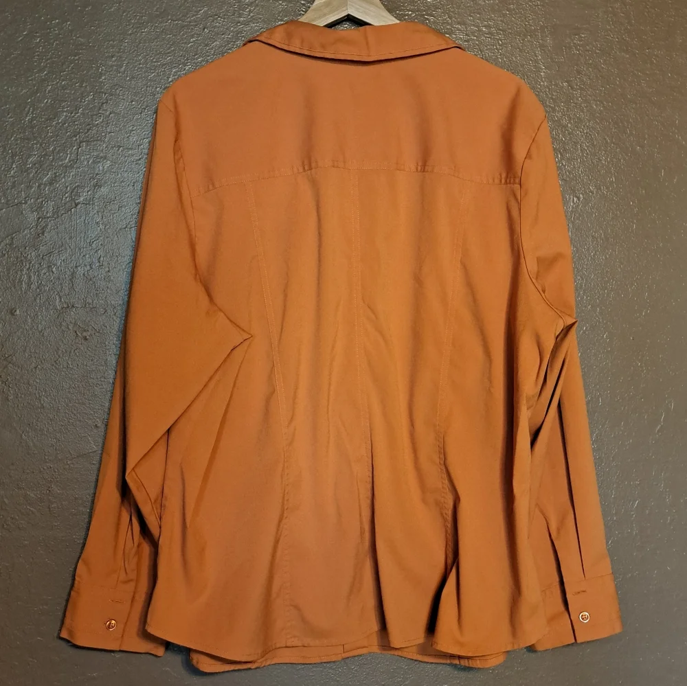 Orange Casual Button Down Shirt Lane Bryant Size 22/24 - Picture 2 of 5